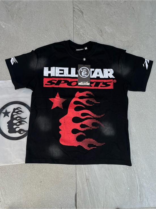 Hellstar Other - Hellstar Sports Men’s Black Short Sleeve Graphic Tee - Red Print